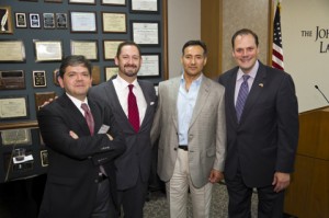 Fernando Villareal Gonda (left) was welcomed to The John Marshall Law School by (from second, left) lawyers Salvador Cicero and Alejandro Menchaca and Professor Mark Wojcik.