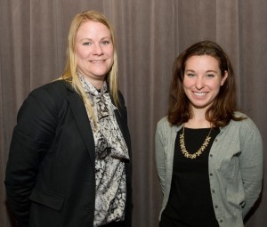 Danielle Courrier, managing director KPMG (left) was a Lunch & Learn program speaker for a Center for Tax and Employee Benefits October program.  Courrier addressed “U.S. Taxation for International Executives.” She was introduced to guests by Bridget Byrne, a 3L (right).