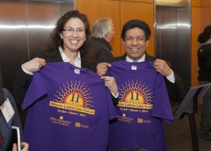 Maritza Martinez, commissioner on the Illinois Court of Claims, and Illinois Appellate Court Justice Jesse Reyes (J.D. ’82) show off their style at the Illinois Latino Law Student Association Forum.