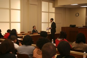 The Office of Diversity Affairs hosted high school students from the Chicago-land area to come learn more about law school and mock trial from John Marshall students.  