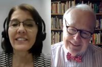 Video screenshot of Deans Julie Spanbauer and John Corkery from their conversation